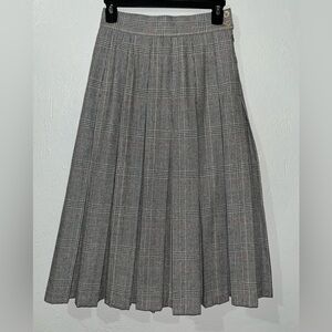 VTG Chaus Petites Wool Plaid Skirt Pleated High Waisted Midi 90s- Waist Sz 25